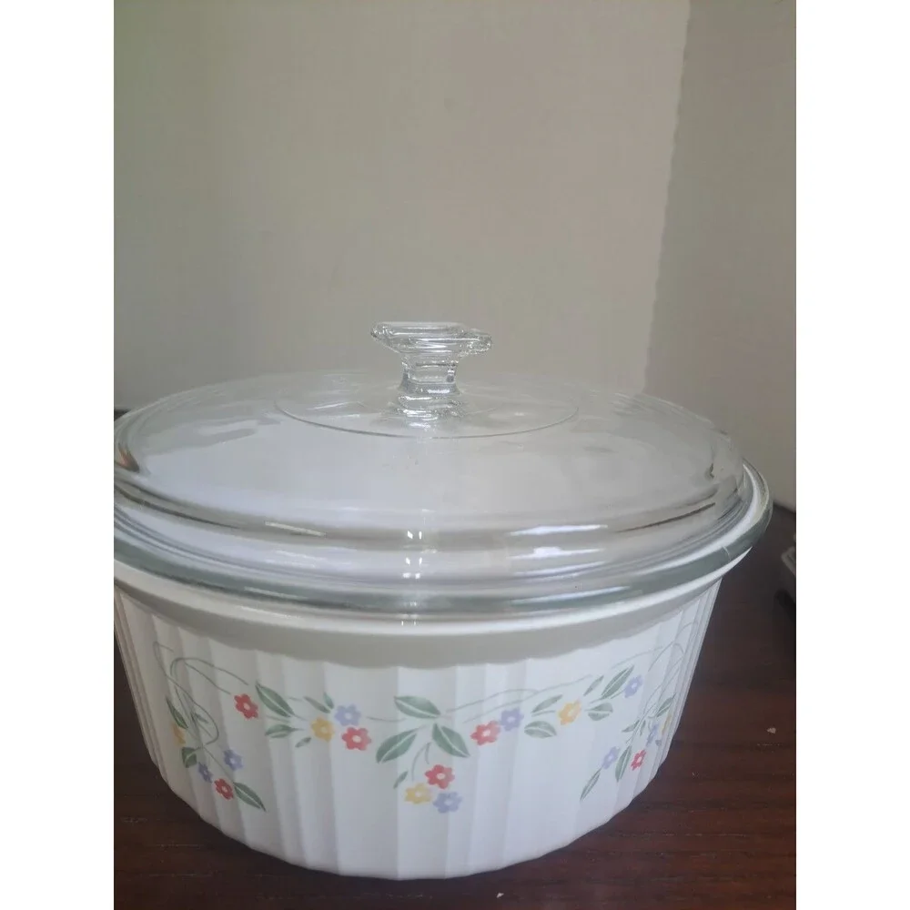 Vintage Corningware English Meadow 2quart Ribbed Round Casserole Dish